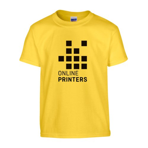 Gul T-shirt i bomull, unisex-modell, med korta rmar.