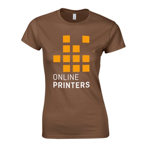 Brun dam T-shirt i bomullsjersey med korta rmar.
