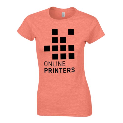 Melerad orange bomulls-T-shirt fr dam med korta rmar.