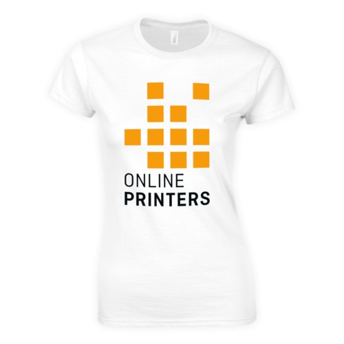 Vit bomulls-T-shirt fr damer med korta rmar.