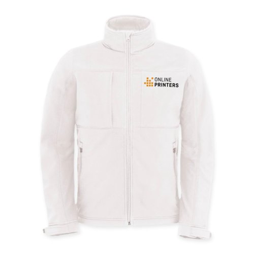 Vit softshelljacka i polyester och elastan fr mn.