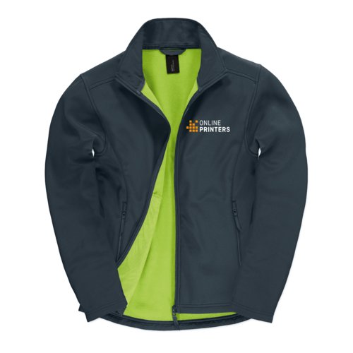 Marinbl softshelljacka i polyester och elastan med dragkedjor.