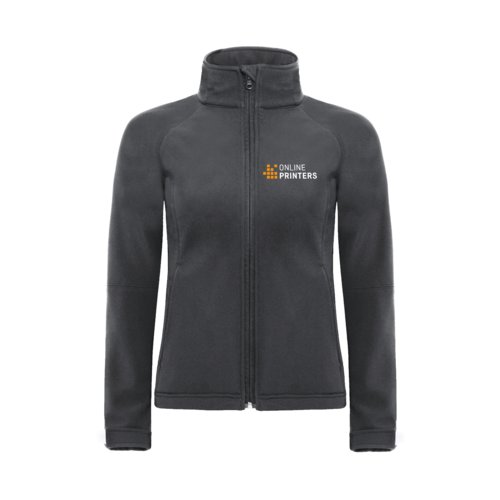 Mrkgr softshelljacka i polyester-elastanblandning fr damer.