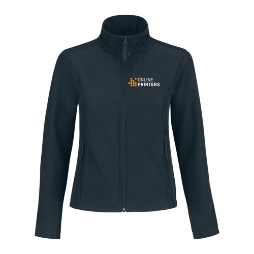 Marinbl softshelljacka av polyester-elastanblandning med dragkedja och fickor.