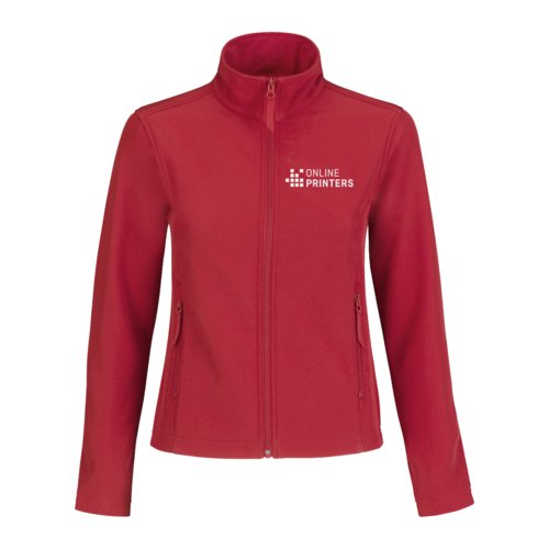Rd softshelljacka i polyester och elastan fr dam.