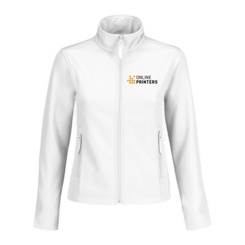 Vit softshelljacka i polyester-elastan fr damer med fickor med dragkedja.