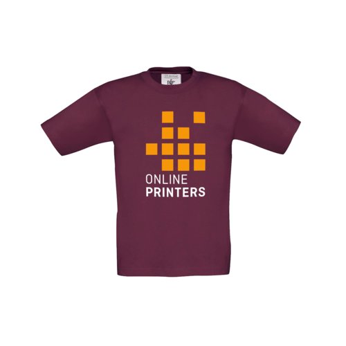 Burgunderrd bomulls-t-shirt fr barn med korta rmar.