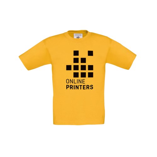 Gyllengul bomulls-T-shirt fr barn med korta rmar.