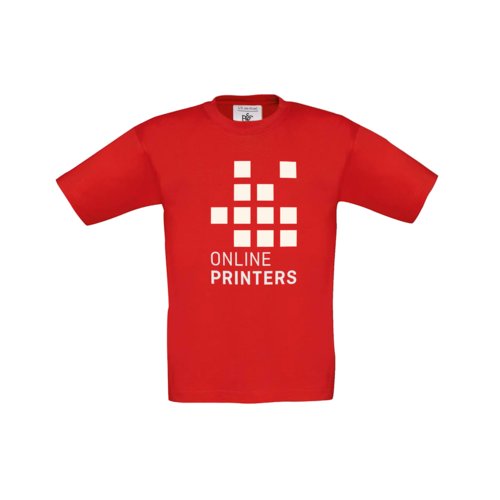 Rd bomulls-T-shirt fr barn med korta rmar.