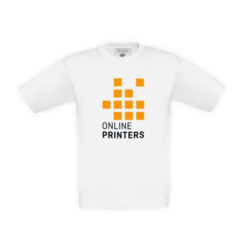 Vit bomulls-T-shirt fr barn med korta rmar.