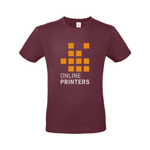 Burgundy bomulls-T-shirt fr mn med korta rmar.