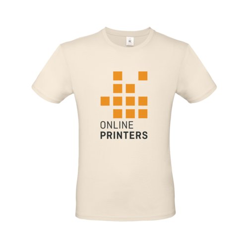 Beige bomulls-T-shirt fr mn med korta rmar.
