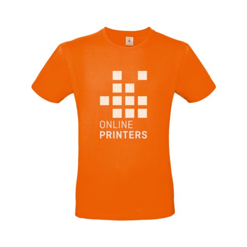Orange bomulls-t-shirt fr mn med korta rmar.