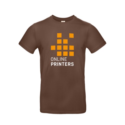 Brun bomulls-T-shirt fr mn med korta rmar och rund hals.