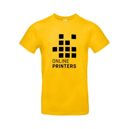 Gyllengul bomulls-T-shirt fr mn med korta rmar.