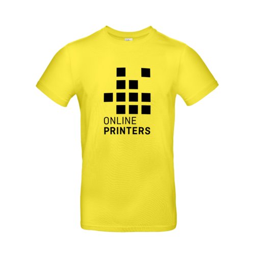 Gul bomulls-t-shirt fr mn med korta rmar.