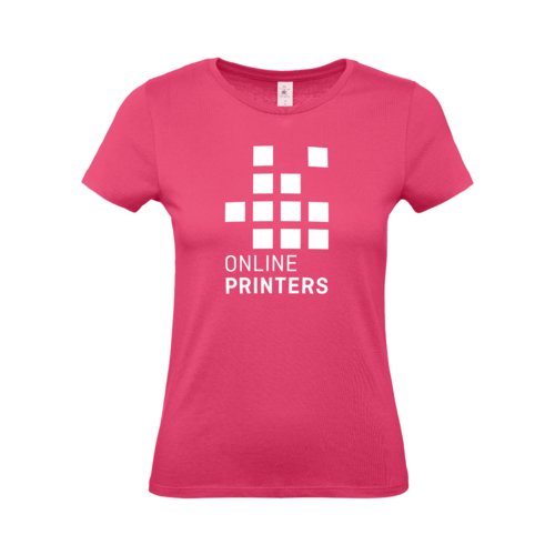 Fuchsiafrgad bomulls-T-shirt fr damer med korta rmar.
