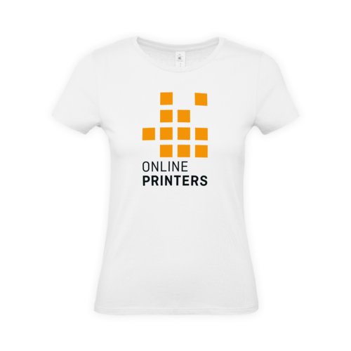 Vit bomulls-t-shirt fr damer med korta rmar.