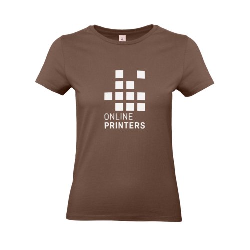 Brun bomulls-T-shirt fr dam med korta rmar.