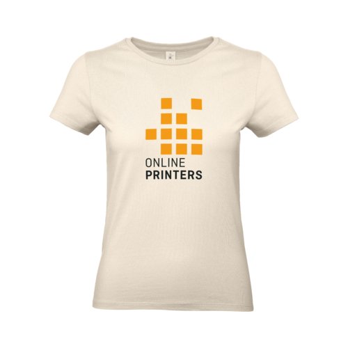 Beige dam T-shirt i bomull med korta rmar.