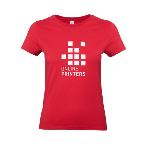 Rd T-shirt i bomull fr dam med korta rmar.