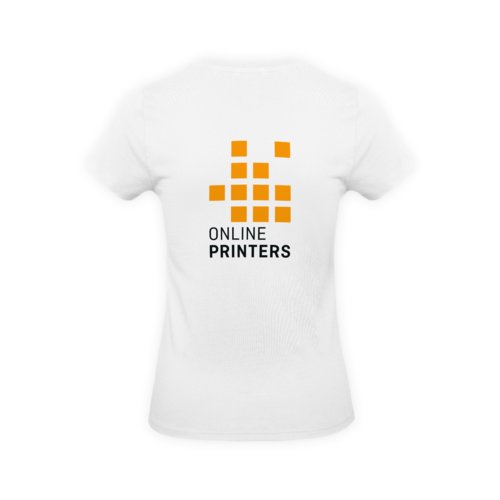 Vit bomulls-T-shirt fr kvinnor med korta rmar.