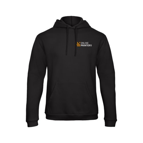 Svart bomullsblandad hoodie med huva och knguruficka.