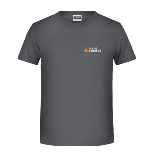 Mrkgr bomulls-T-shirt med korta rmar.