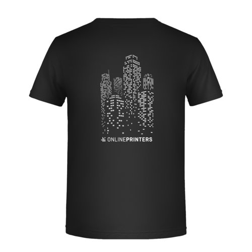 Svart bomulls-t-shirt fr pojkar med korta rmar.