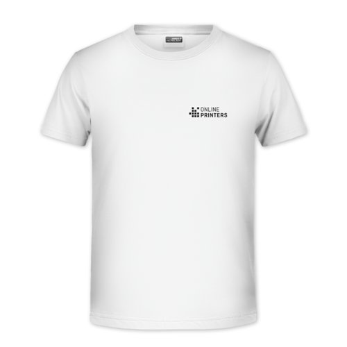 Vit bomulls-T-shirt fr pojkar med korta rmar.