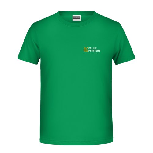 Grn bomulls-T-shirt fr barn med korta rmar.