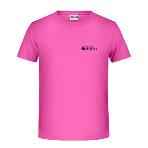 Rosa bomulls-T-shirt med korta rmar fr pojkar.