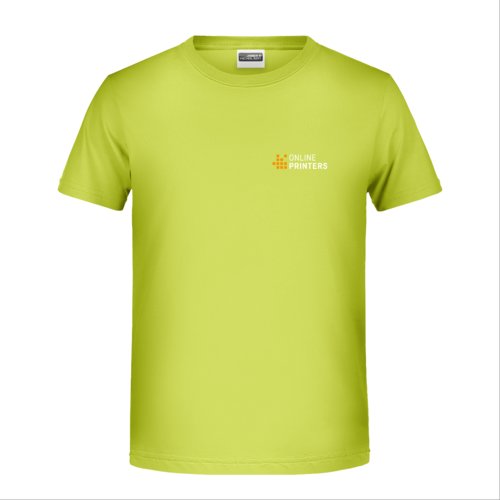 Neongul bomulls-T-shirt med korta rmar och rund hals.