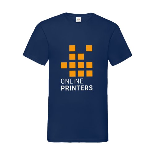 Marinbl bomulls-T-shirt med V-ringning fr mn.