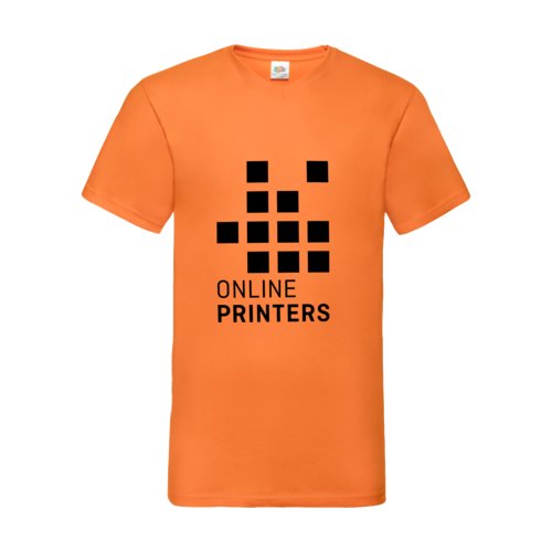 Orange bomulls-T-shirt med V-ringning fr mn.