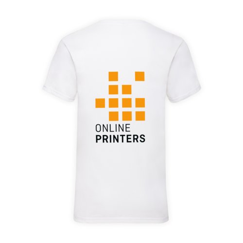 Vit bomulls-T-shirt med V-ringning fr mn.