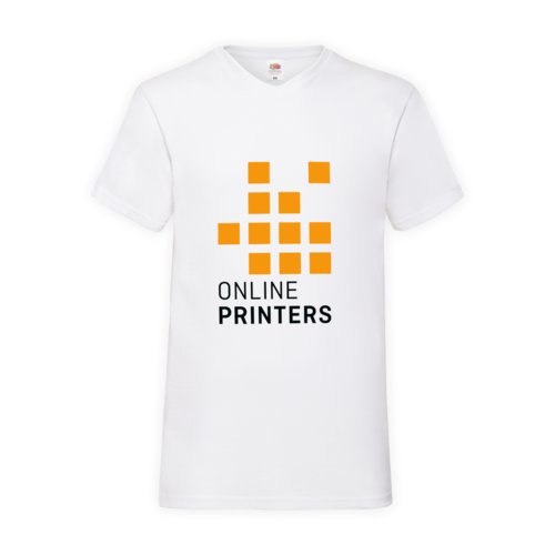 Vit bomulls-T-shirt med V-ringning fr mn.