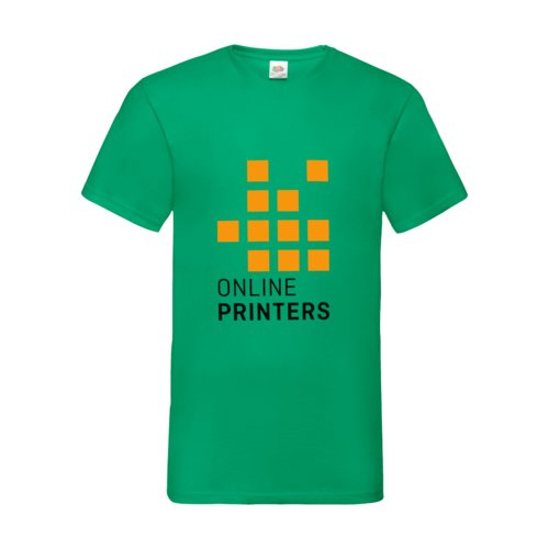 Grn bomulls-T-shirt med V-ringning och korta rmar.