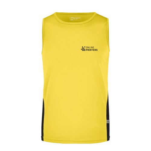 Gul/svart tanktopp i polyester fr mn.