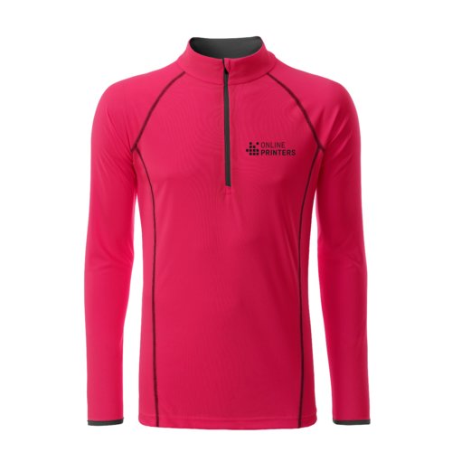 Neonrosa/gr lngrmad trja i polyester med dragkedja.