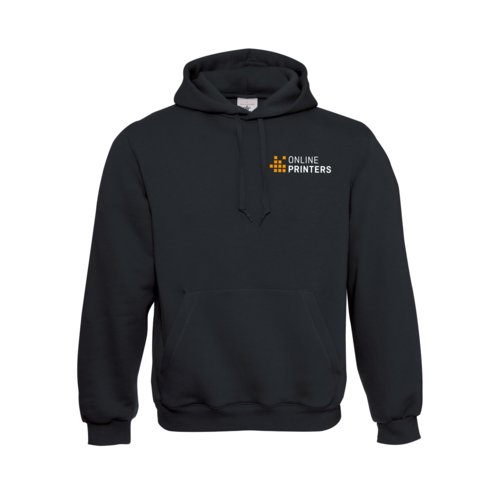 Svart sweatshirt med huva och knguruficka.