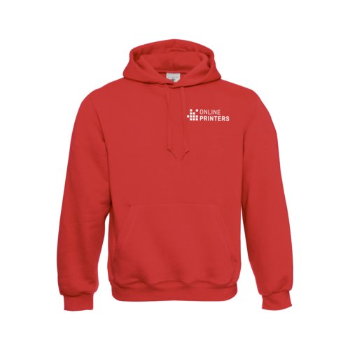 Rd herrhoodie i bomullsblandning med knguruficka.