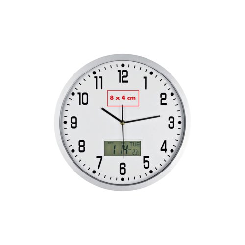 Analog vggklocka med extra digital display.