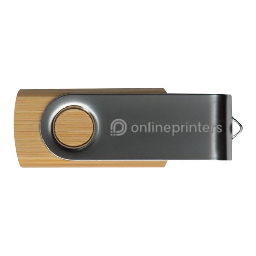 USB-minne i tr med vridbart metallhlje.