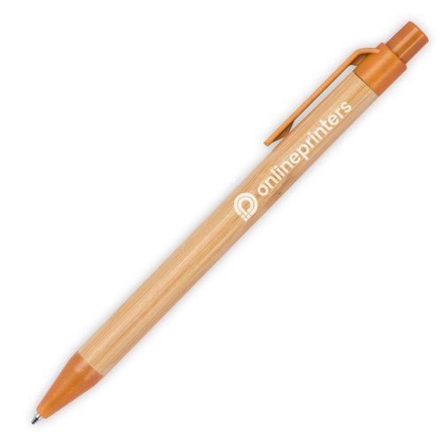 Orange bambupenna med clip.