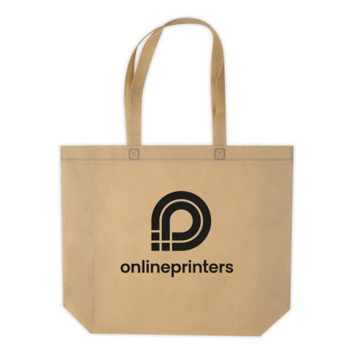 Beige non-woven vska med brhandtag.