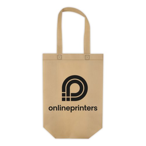 Beige non-woven vska med tv handtag.
