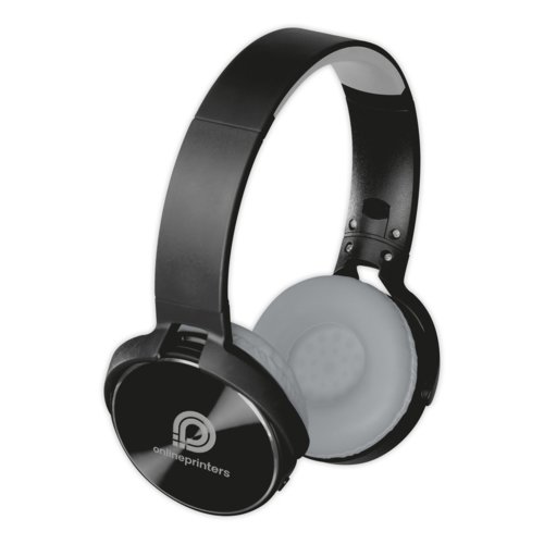 Svarta over-ear hrlurar med justerbart huvudband.