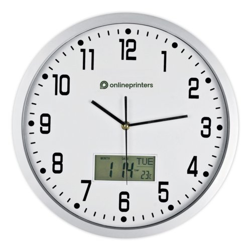 Analog vggklocka med digital display.