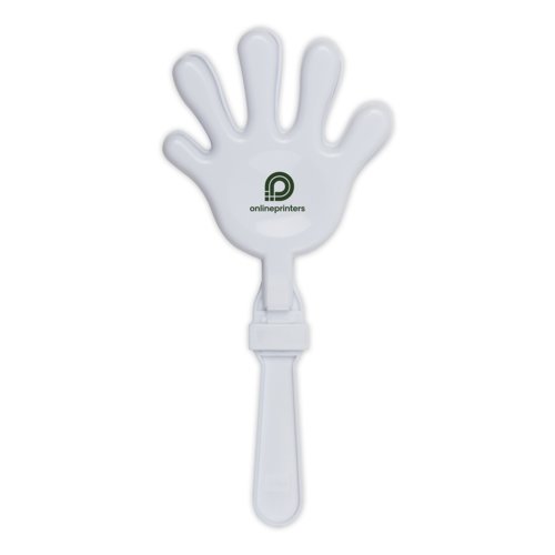 Vit klapphand med handtag.
